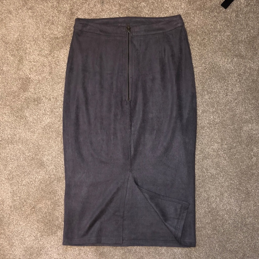 Suede vintage pencil skirt with back slit